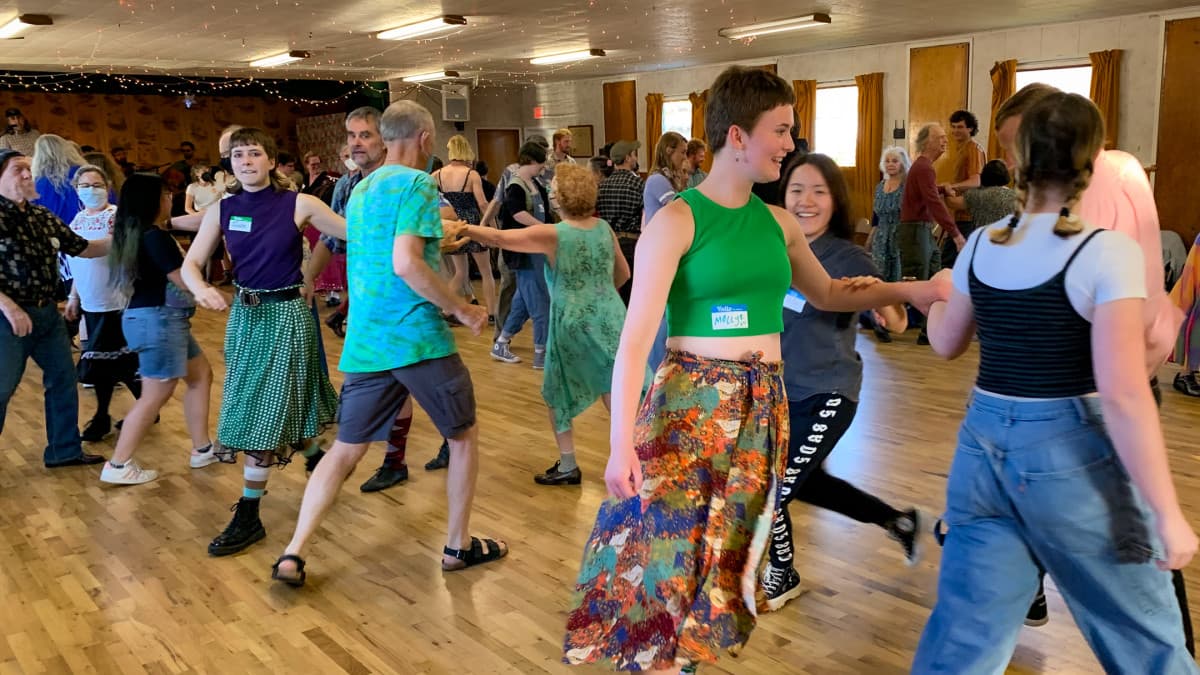 Contra dance goers at our monthly event