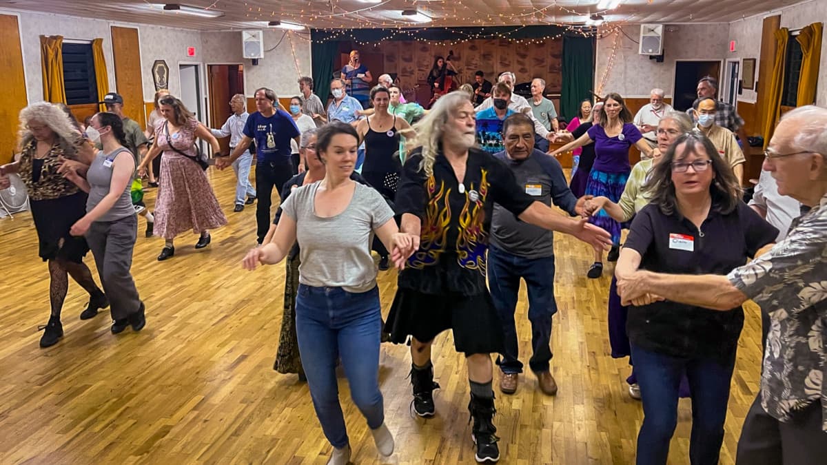 Contra dance goers at our monthly event
