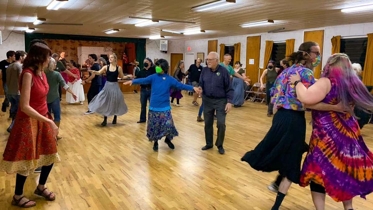 Contra dance goers at our monthly event