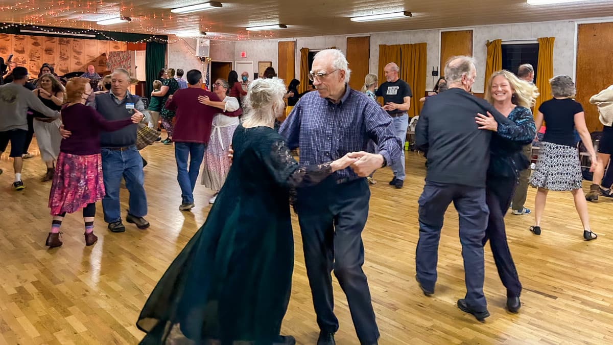 Contra dance goers at our monthly event