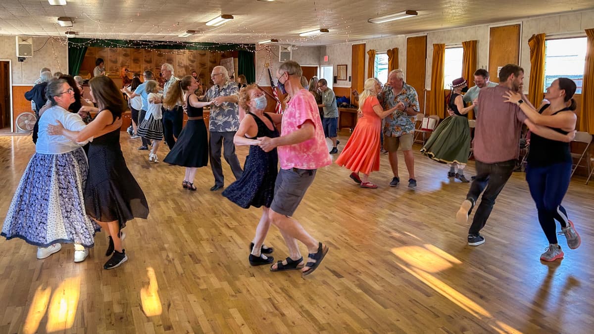 Contra dance goers at our monthly event