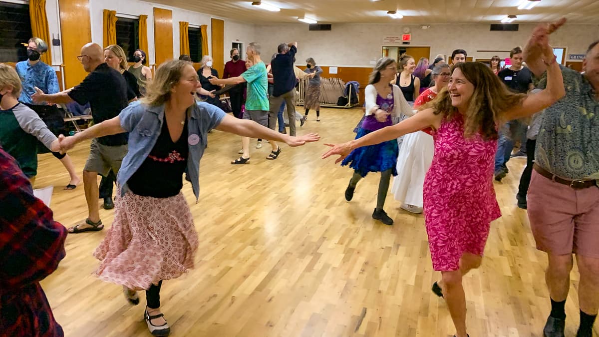Contra dance goers at our monthly event