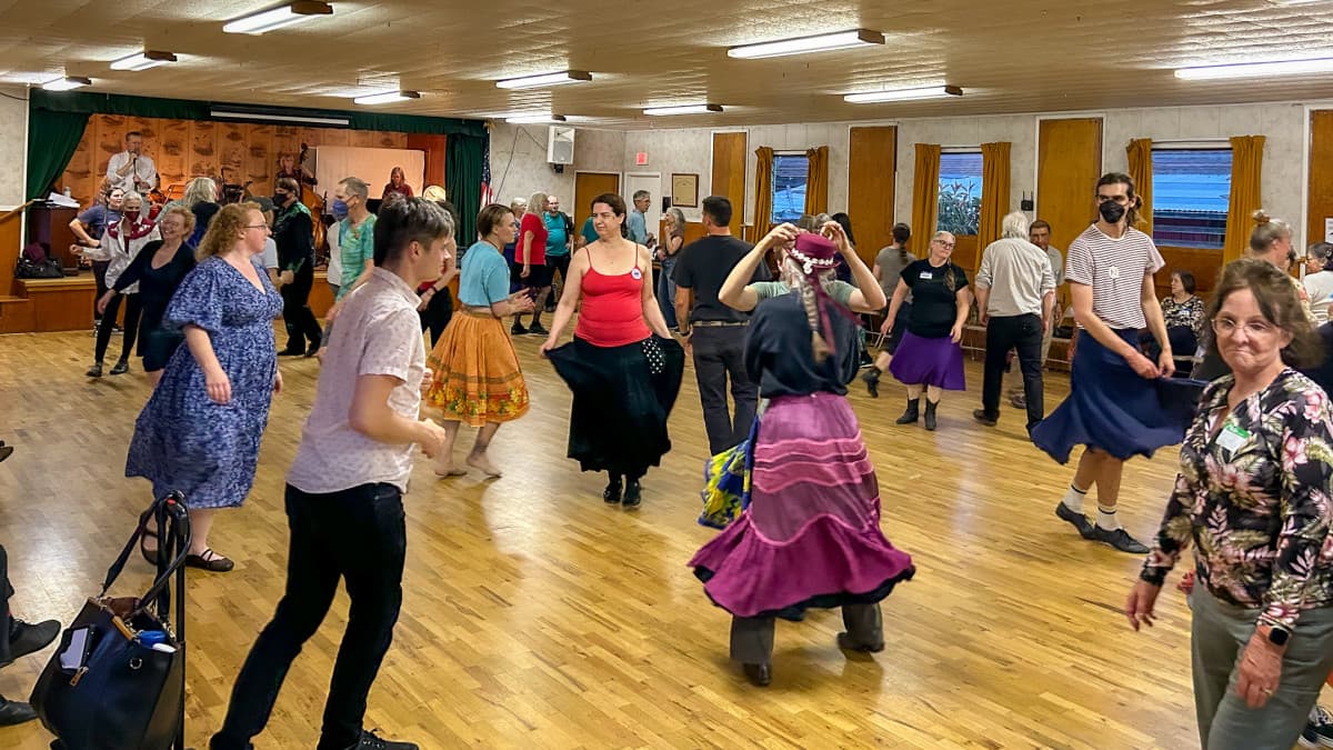 Contra dance goers at our monthly event